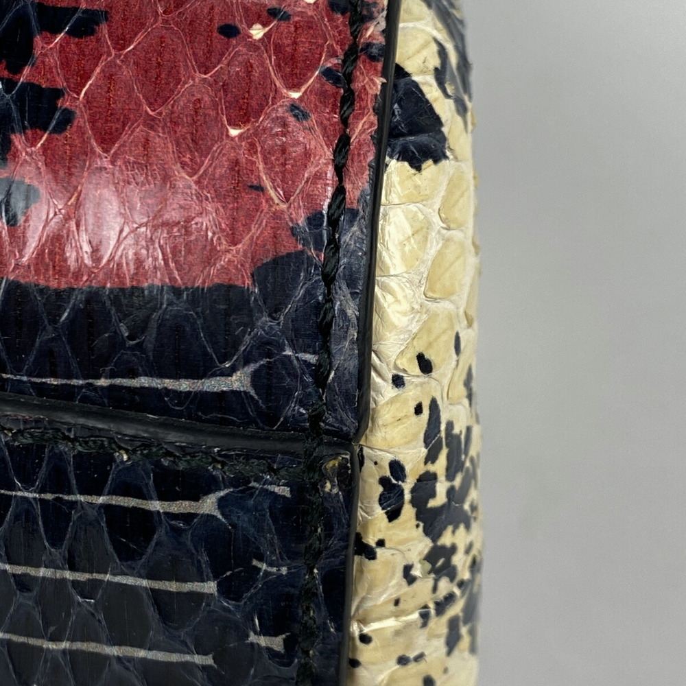 Gucci Bamboo Handbag Python Blue Red - image 2
